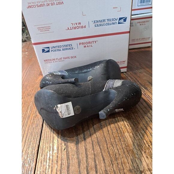 8M Worthington Lana Pewter Black Metallic Peep Toe High Heel Pump Dress Shoes - Picture 8 of 8